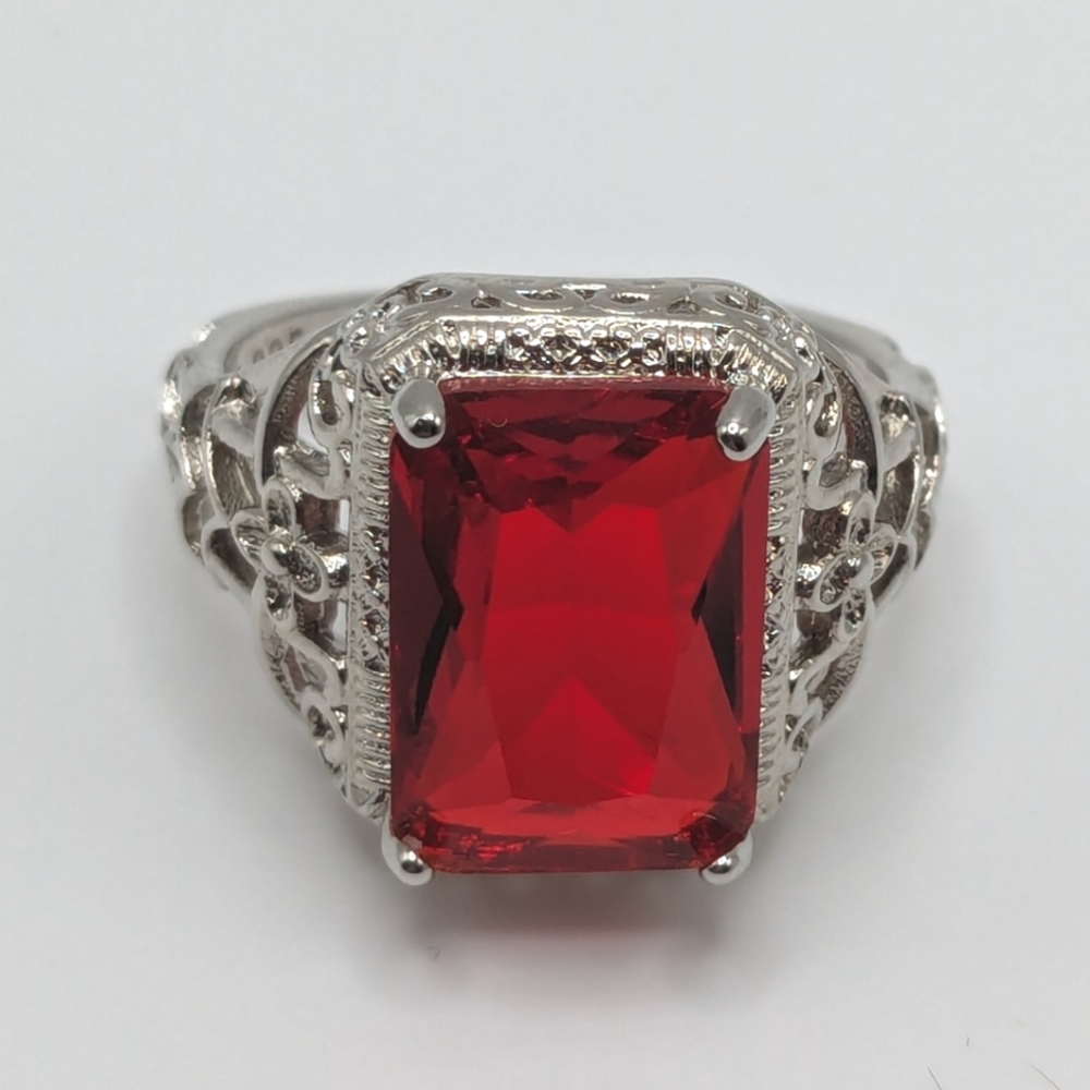 Ruby And Sterling Silver Ring, Intricate Details,… - image 3